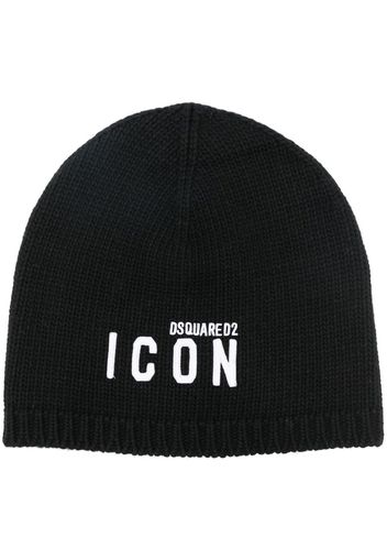 Dsquared2 Be Icon-embroidered ribbed beanie - Schwarz