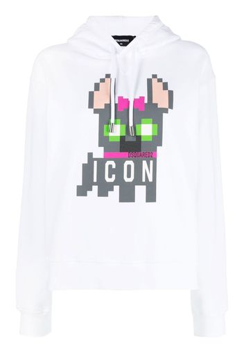 Dsquared2 Icon pixelated-print hoodie - Weiß