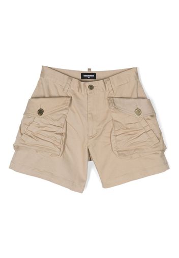 Dsquared2 Kids logo-plaque stretch-cotton shorts - Nude