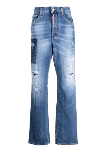 Dsquared2 high-waisted logo-patch jeans - Blau