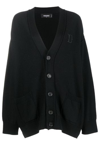 Dsquared2 embroidered-logo virgin wool cardigan - Schwarz