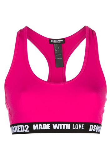 Dsquared2 logo-underband sports crop top - Rosa