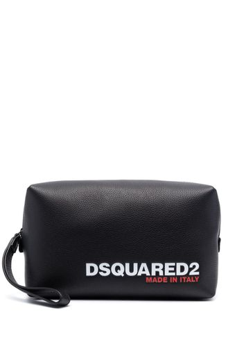 Dsquared2 logo-print leather wash bag - Schwarz