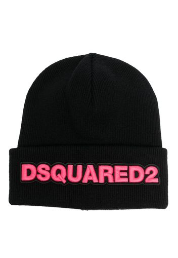 Dsquared2 logo-appliqué wool beanie - Schwarz