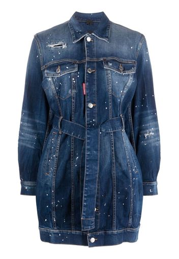 Dsquared2 paint-splatter ripped denim jacket - Blau