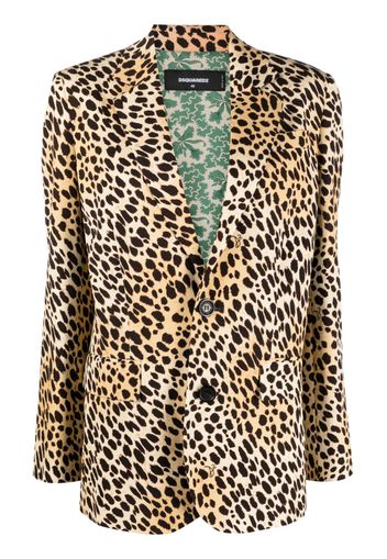 Dsquared2 leopard-print single-breasted blazer - Braun