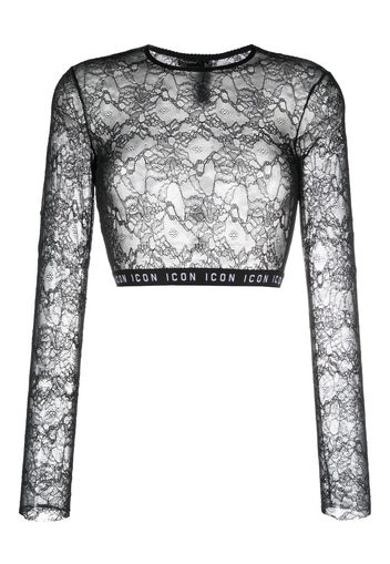 Dsquared2 Be Icon lace cropped top - Schwarz