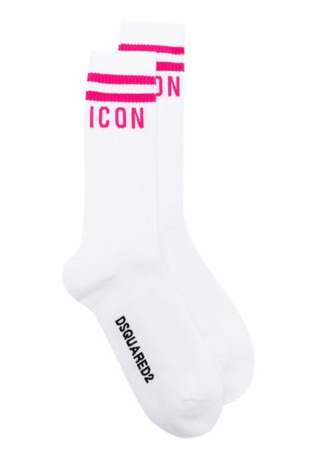 Dsquared2 intarsia-knit logo ribbed socks - Weiß