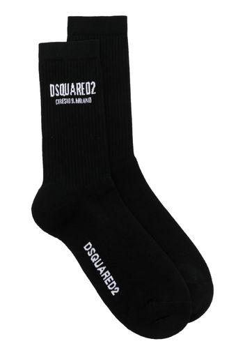 Dsquared2 intarsia-knit logo ribbed socks - Schwarz