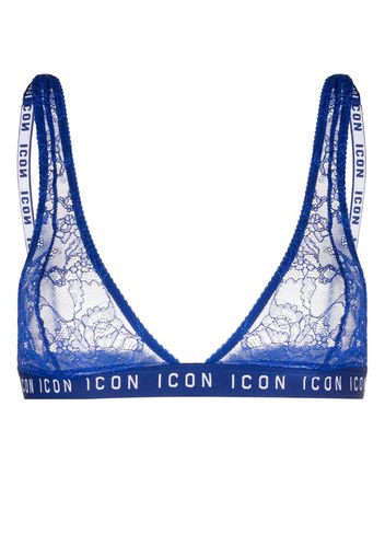 Dsquared2 logo-print floral-lace bra - Blau