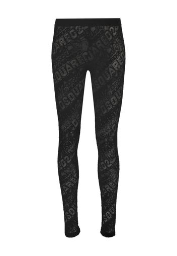 Dsquared2 logo-embroidered lace leggings - Schwarz