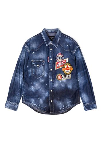 Dsquared2 Kids logo-patches cotton shirt - Blau