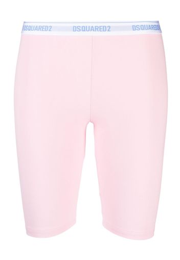 Dsquared2 logo-waistband stretch-cotton cycling shorts - Rosa