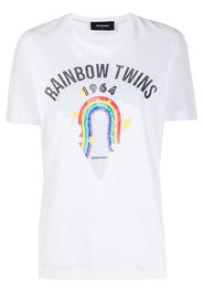 Dsquared2 T-Shirt mit Regenbogen-Print - Weiß
