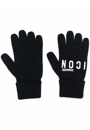 Dsquared2 Gestrickte Handschuhe mit Logo-Stickerei - Schwarz