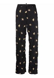 Dsquared2 creased floral-print trousers - Schwarz