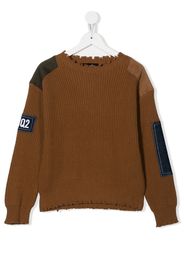 Dsquared2 Kids Strickpullover mit Logo-Patch - Braun
