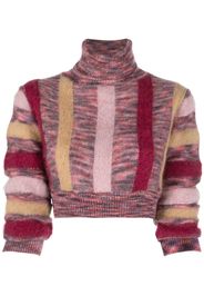 Dsquared2 Gestreifter Cropped-Rollkragenpullover - Rot
