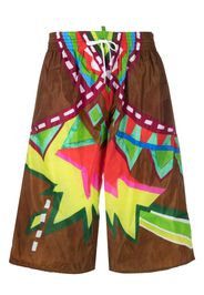 Dsquared2 Lange Badeshorts mit Print - Braun