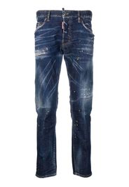 Dsquared2 Slim-Fit-Jeans mit Farbklecksen - Blau