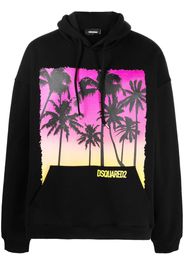 Dsquared2 palm-tree print cotton hoodie - Schwarz