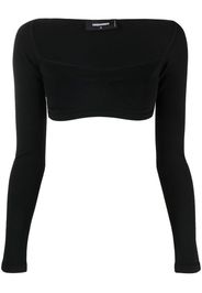 Dsquared2 cropped long-sleeved knitted top - Schwarz