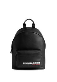 Dsquared2 logo-print pebbled leather backpack - Schwarz