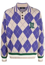 Dsquared2 argyle check polo collar jumper - Violett