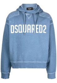 Dsquared2 logo-print distressed hoodie - Blau