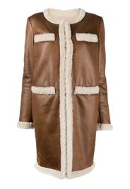 Dsquared2 faux-shearling collarless coat - Braun