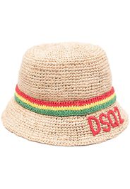 Dsquared2 interwoven raffia bucket hat - Nude
