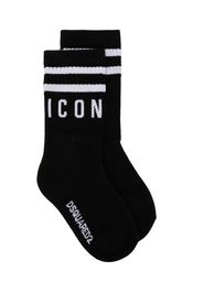 Dsquared2 Kids signature Icon-stripe cotton socks - Schwarz