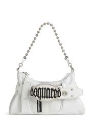 Dsquared2 Gothic logo-plaque leather shoulder bag - 1062 white/black