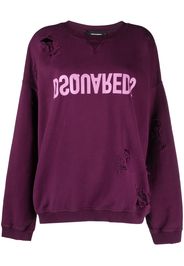 Dsquared2 ripped detailing logo-print hoodie - Violett