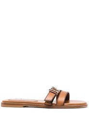 Dsquared2 logo-buckle leather flat sandals - Nude