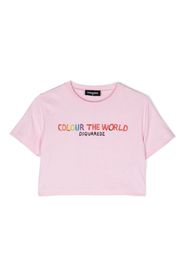 Dsquared2 Kids Cropped-T-Shirt mit Slogan-Print - Rosa