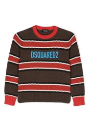 Dsquared2 Kids Gestreifter Pullover mit Logo - Braun