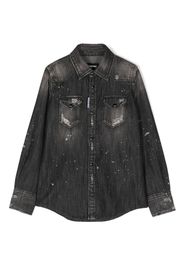 Dsquared2 Kids Jeanshemd im Distressed-Look - Schwarz