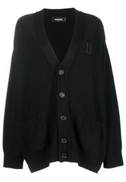 Dsquared2 embroidered-logo virgin wool cardigan - Schwarz