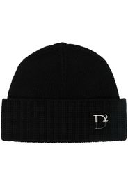 Dsquared2 monogram-plaque knitted beanie - Schwarz