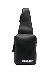 Dsquared2 logo-print leather messenger bag - Schwarz