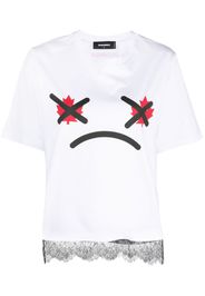 Dsquared2 lace-trim graphic-print T-shirt - Weiß