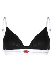 Dsquared2 Leaf-print logo-waistband bra - Schwarz