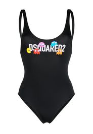 Dsquared2 x Pac-Man logo-print swimsuit - Schwarz