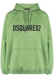 Dsquared2 logo-debossed print hoodie - Grün