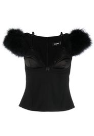 Dsquared2 bra-detail feather-trim top - Schwarz