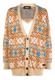 Dsquared2 geometric-print wool cardigan - Nude