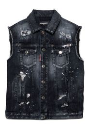 Dsquared2 Kids Jeansweste mit Farbklecksen - Schwarz