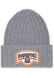DSQUARED2 Gestrickte Beanie mit Logo-Applikation - Grau