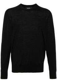 DSQUARED2 Fein gestrickter Pullover mit Logo-Schild - Schwarz